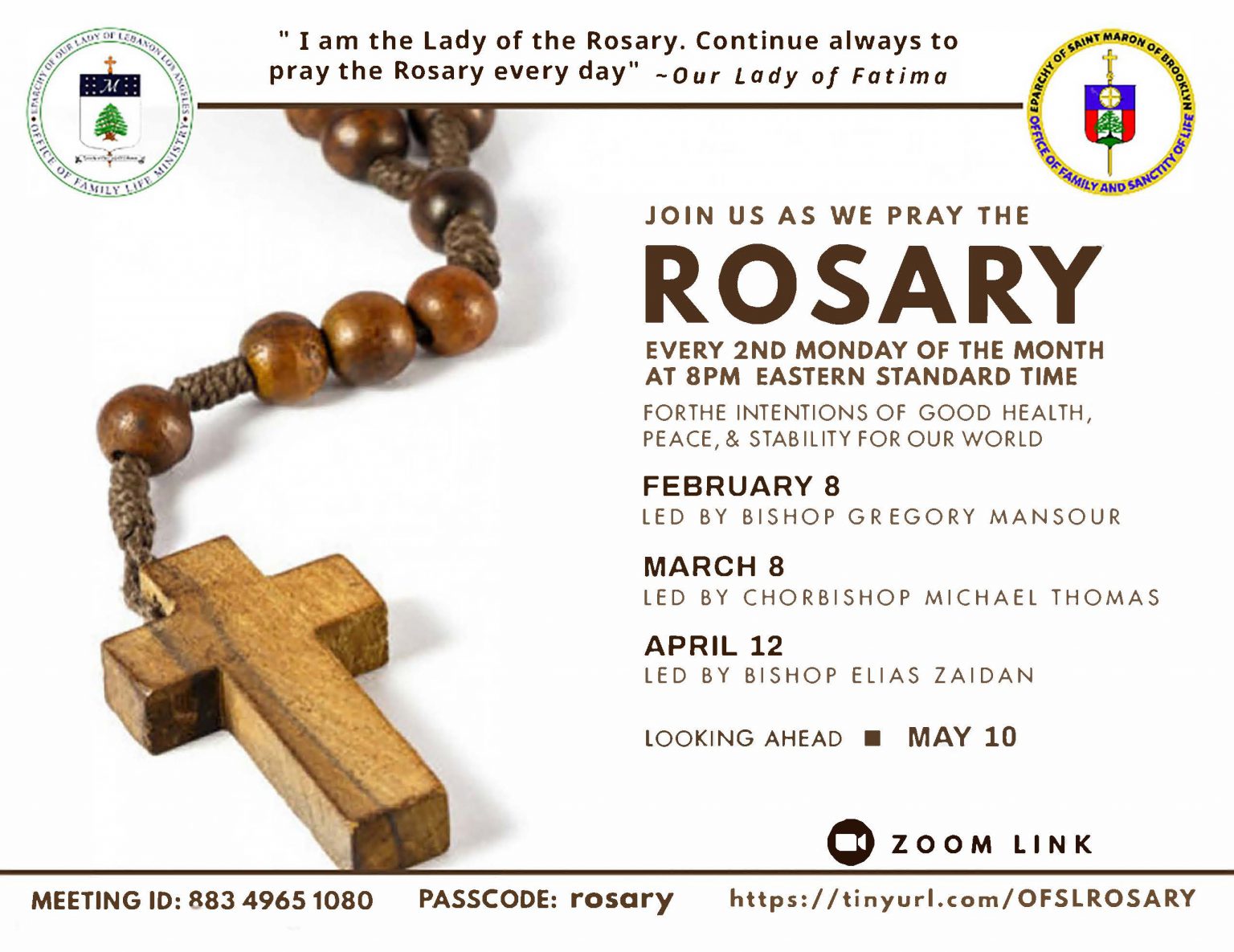 Monthly Rosary by Zoom UPDATED FLYER Our Lady of Purgatory Maronite